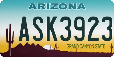 AZ license plate ASK3923