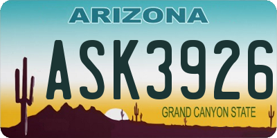 AZ license plate ASK3926