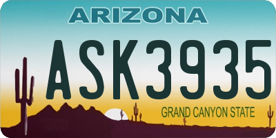 AZ license plate ASK3935