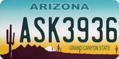 AZ license plate ASK3936