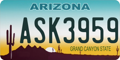 AZ license plate ASK3959