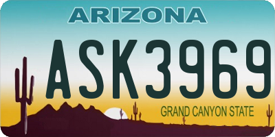 AZ license plate ASK3969