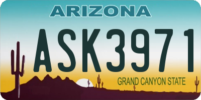 AZ license plate ASK3971