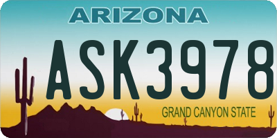 AZ license plate ASK3978