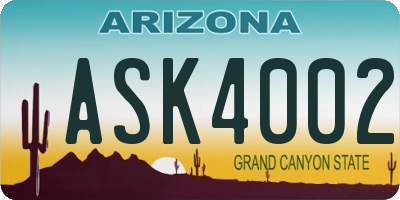 AZ license plate ASK4002