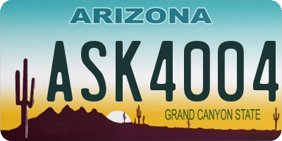 AZ license plate ASK4004