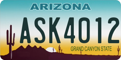 AZ license plate ASK4012