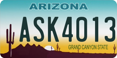 AZ license plate ASK4013