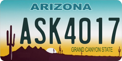 AZ license plate ASK4017
