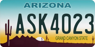 AZ license plate ASK4023