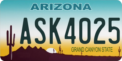 AZ license plate ASK4025