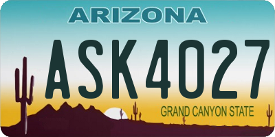 AZ license plate ASK4027
