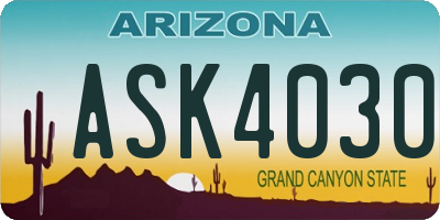 AZ license plate ASK4030
