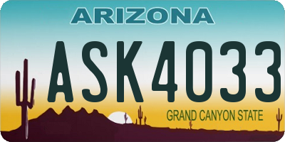 AZ license plate ASK4033