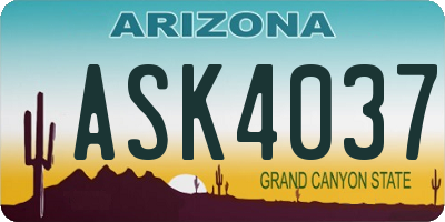 AZ license plate ASK4037