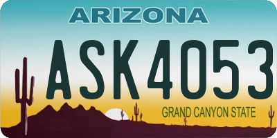 AZ license plate ASK4053