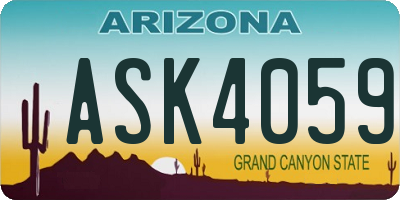 AZ license plate ASK4059