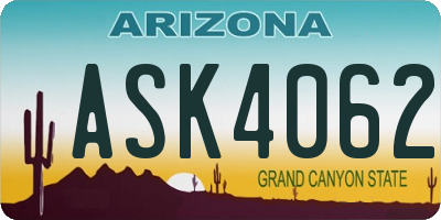 AZ license plate ASK4062