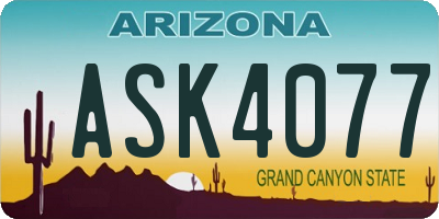 AZ license plate ASK4077