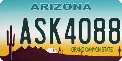 AZ license plate ASK4088