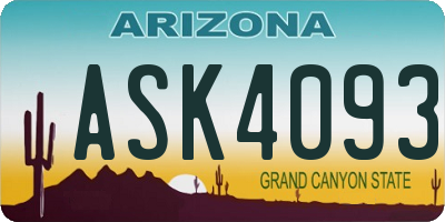 AZ license plate ASK4093