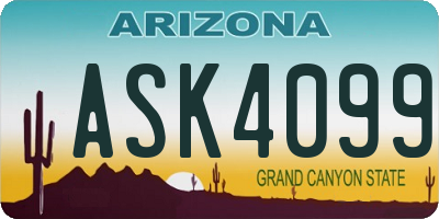 AZ license plate ASK4099