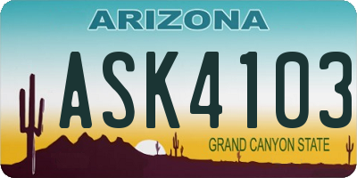 AZ license plate ASK4103