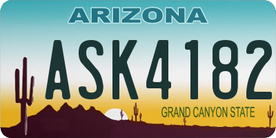 AZ license plate ASK4182