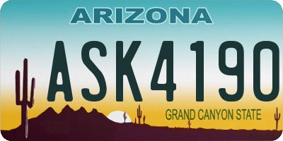 AZ license plate ASK4190