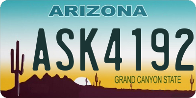AZ license plate ASK4192