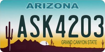 AZ license plate ASK4203