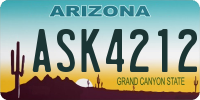 AZ license plate ASK4212