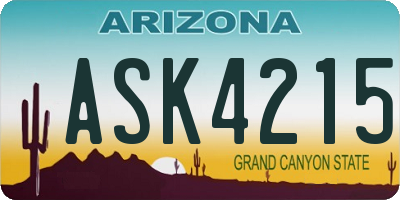 AZ license plate ASK4215