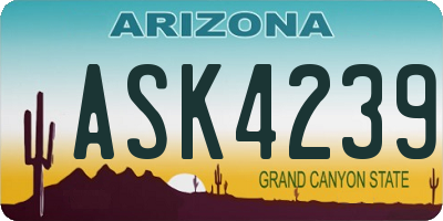 AZ license plate ASK4239