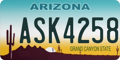 AZ license plate ASK4258