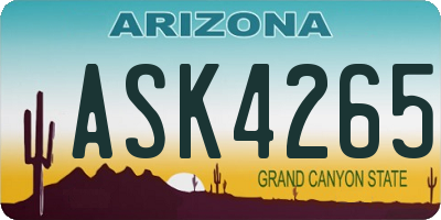 AZ license plate ASK4265