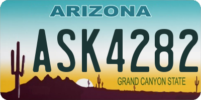 AZ license plate ASK4282