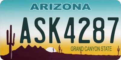 AZ license plate ASK4287