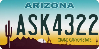 AZ license plate ASK4322