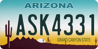 AZ license plate ASK4331