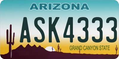 AZ license plate ASK4333