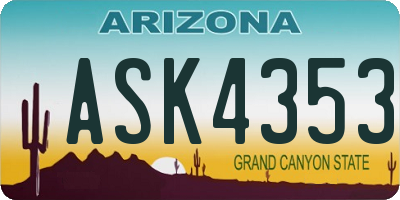AZ license plate ASK4353