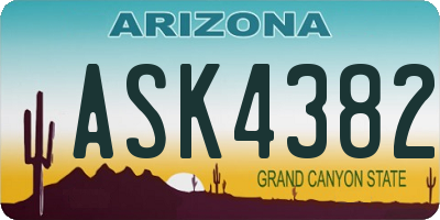 AZ license plate ASK4382
