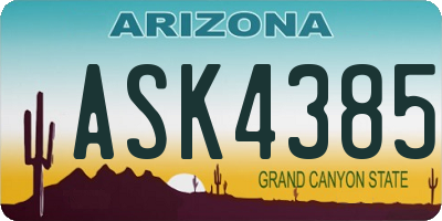 AZ license plate ASK4385
