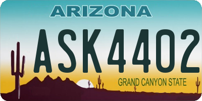 AZ license plate ASK4402