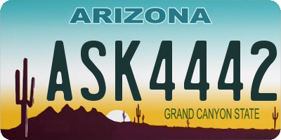 AZ license plate ASK4442