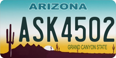 AZ license plate ASK4502
