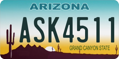 AZ license plate ASK4511