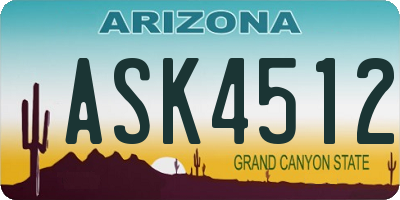 AZ license plate ASK4512