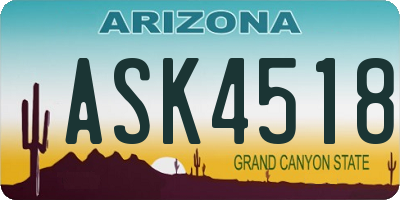 AZ license plate ASK4518